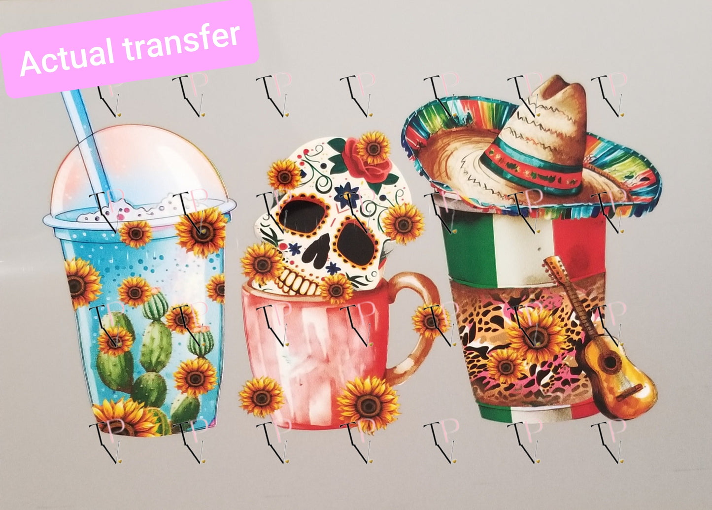 Sugar Skull Mexican Drinks Transfer
