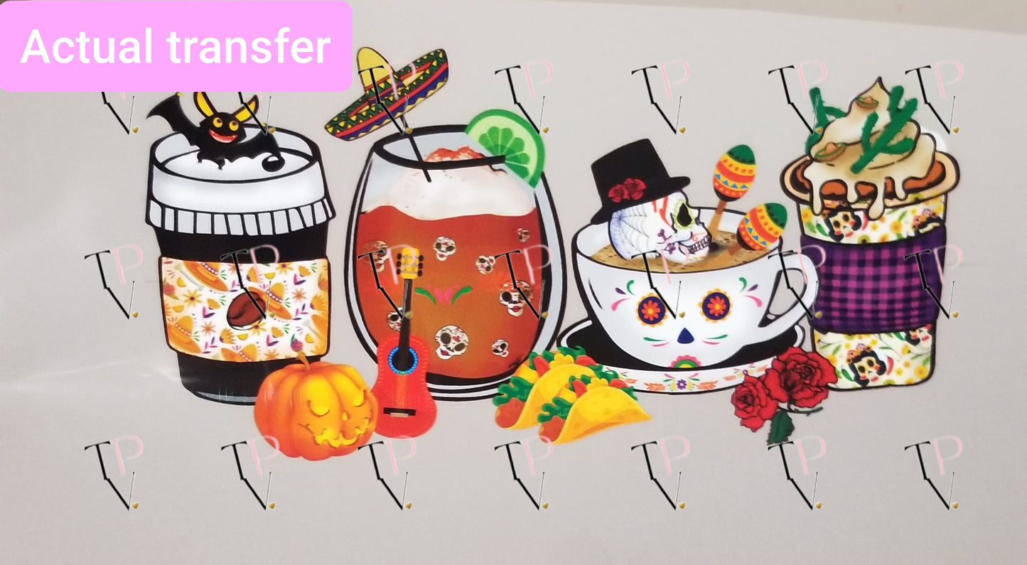 Sugar Skull Coffee Drinks Transfer