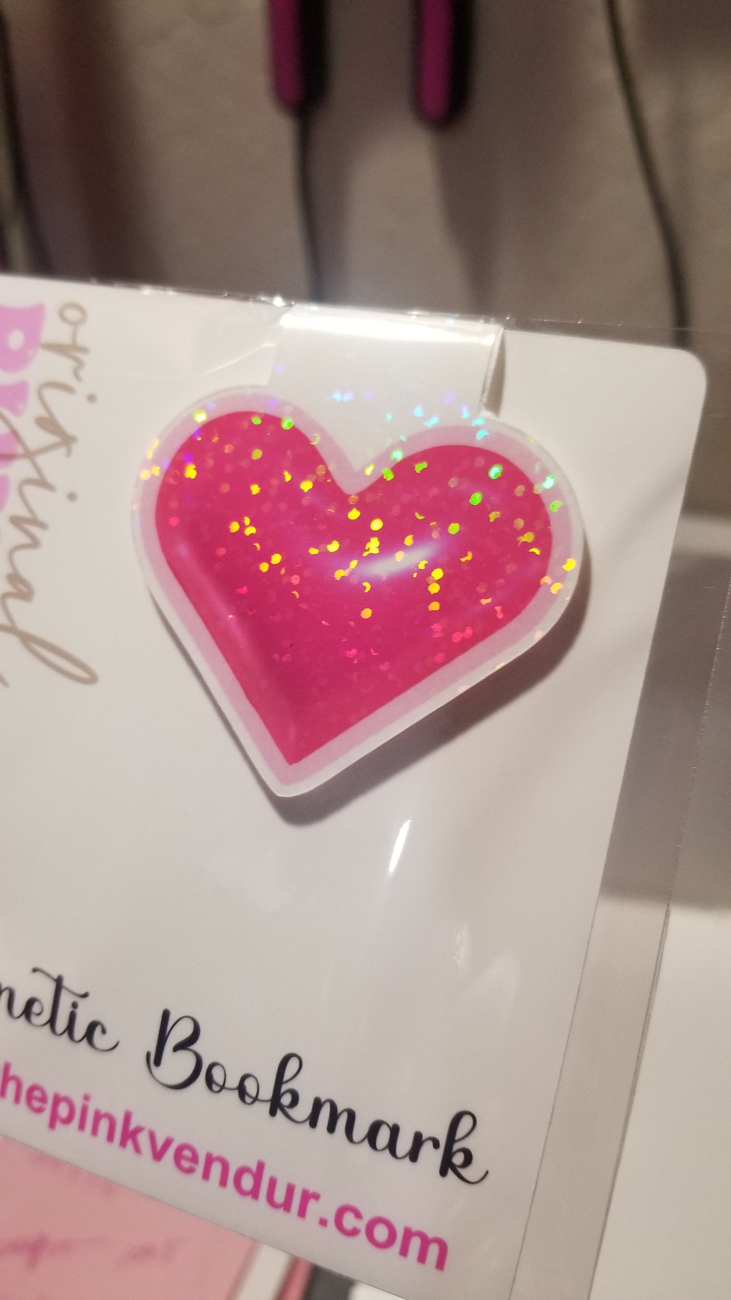 Pink Heart Magnetic Bookmark