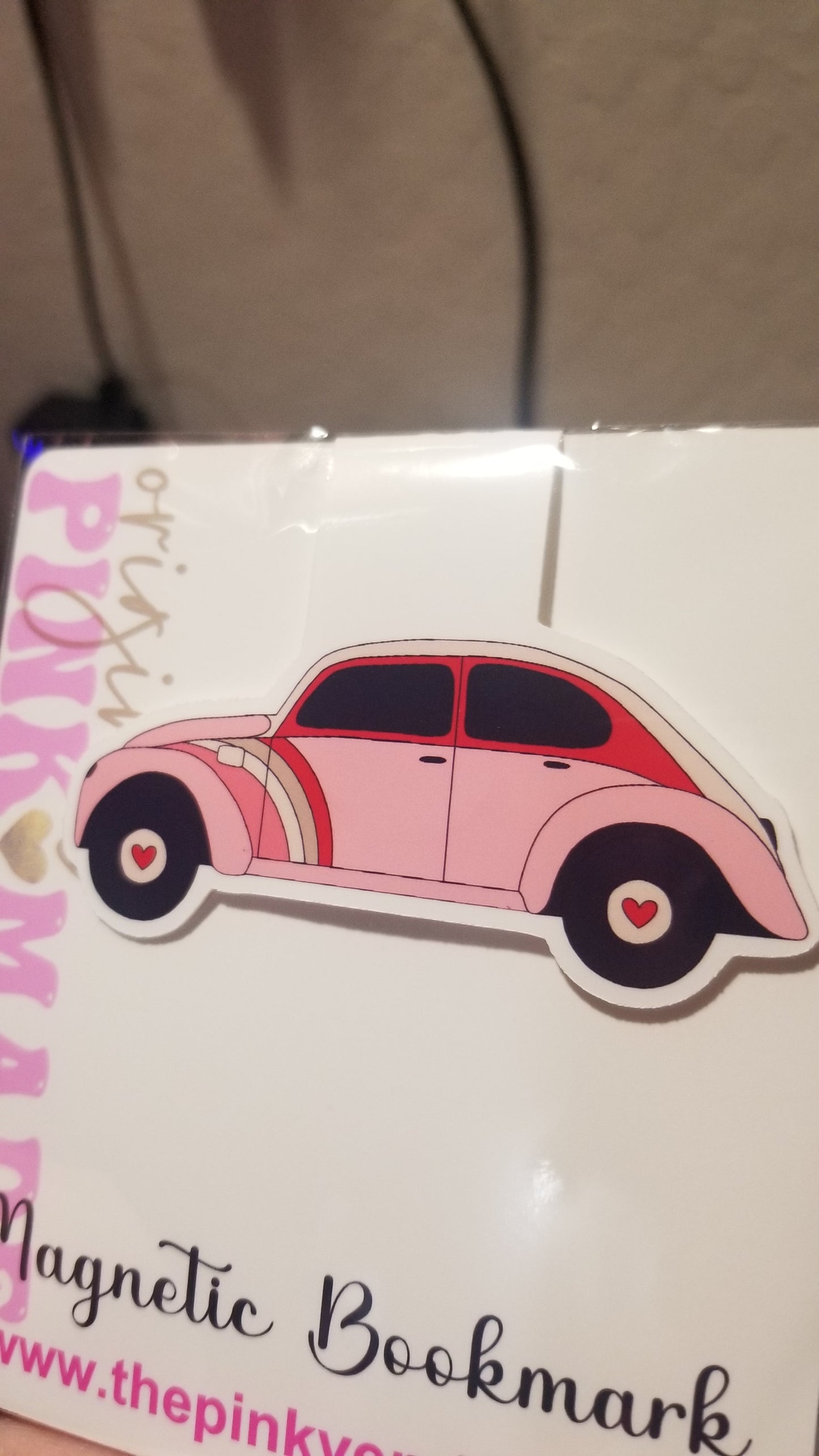 Pink Buggy Magnetic Bookmark