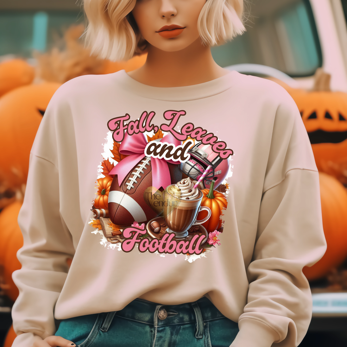 Fall Leaves and Football Pink