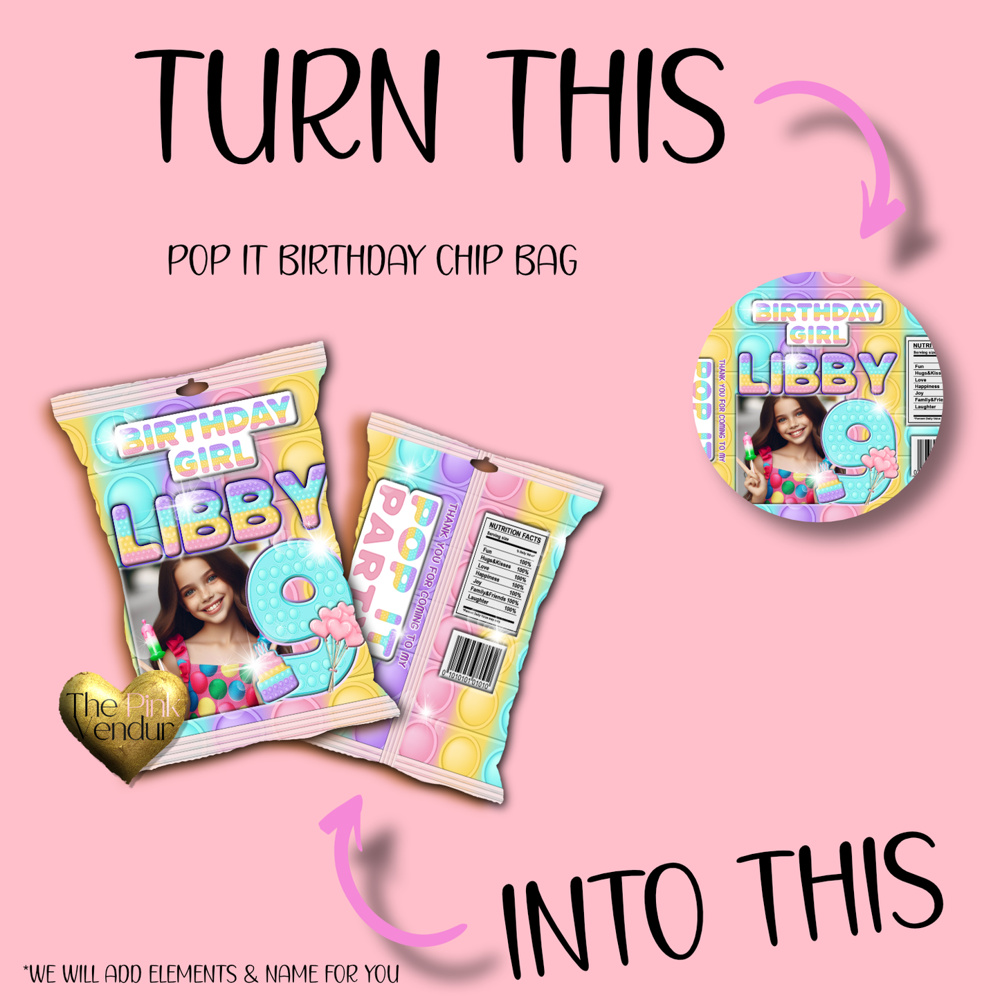Pop It Party Chip Bag Customized