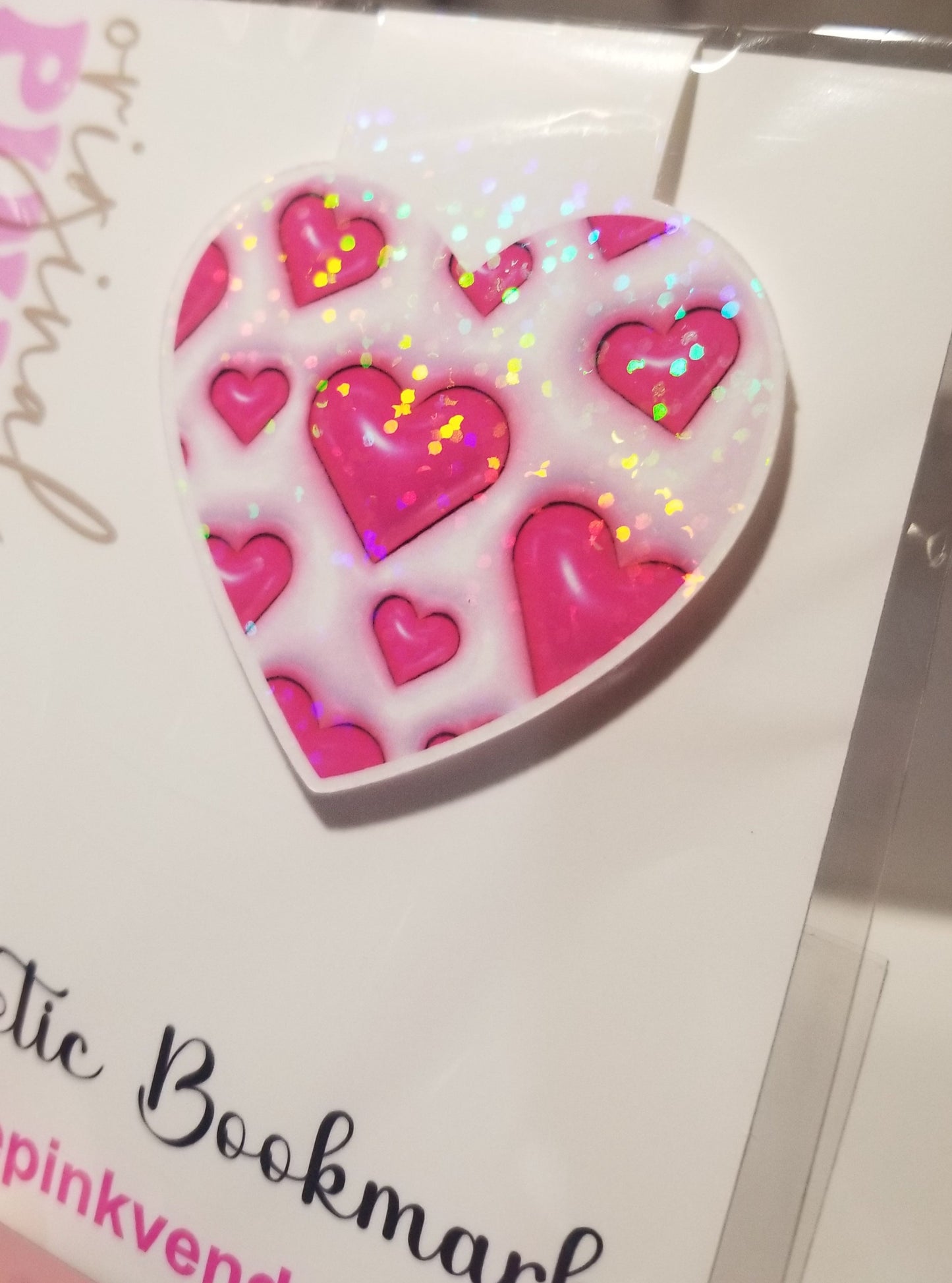 3D Hearts Magnetic Bookmark