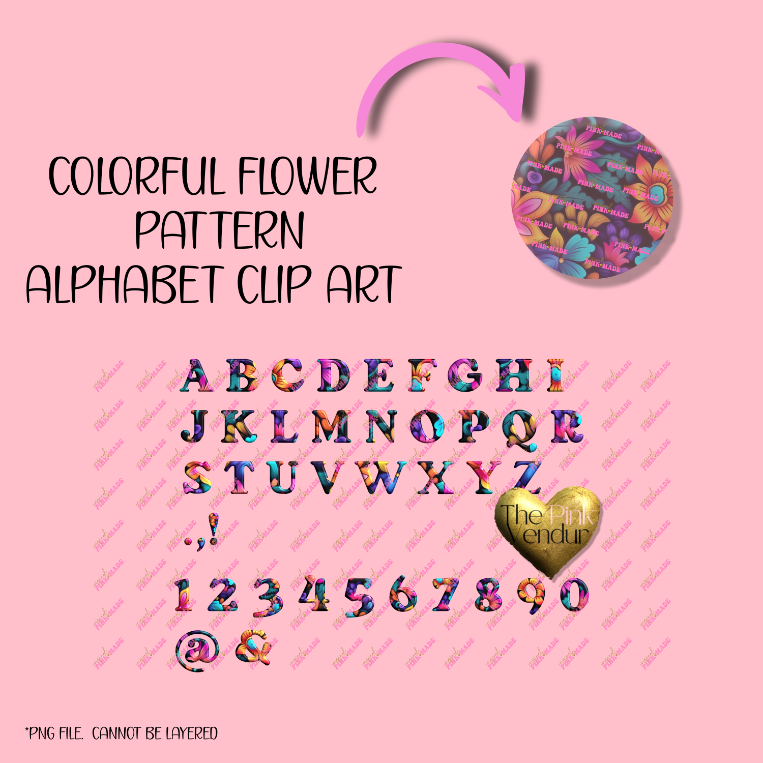 Colorful Flower Pattern Alphabet – The Pink Vendur